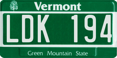 VT license plate LDK194