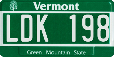 VT license plate LDK198