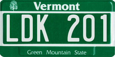 VT license plate LDK201