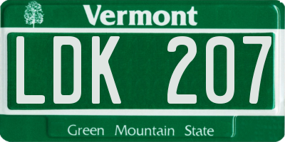 VT license plate LDK207