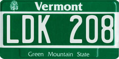 VT license plate LDK208