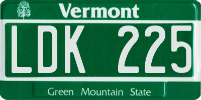 VT license plate LDK225