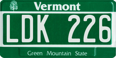 VT license plate LDK226
