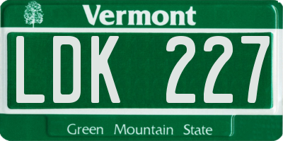 VT license plate LDK227