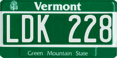 VT license plate LDK228