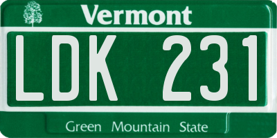VT license plate LDK231