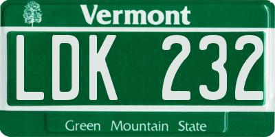 VT license plate LDK232