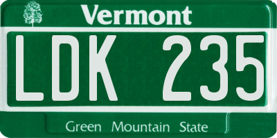 VT license plate LDK235