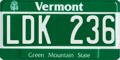 VT license plate LDK236