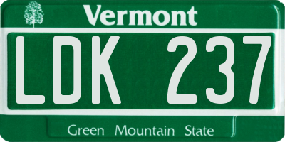 VT license plate LDK237