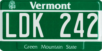 VT license plate LDK242