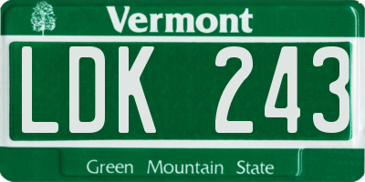 VT license plate LDK243