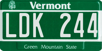 VT license plate LDK244