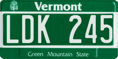VT license plate LDK245
