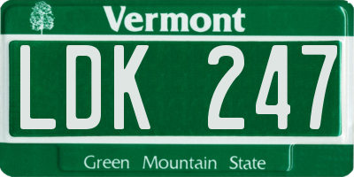 VT license plate LDK247