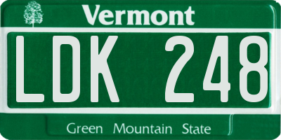 VT license plate LDK248