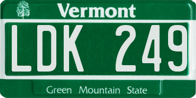 VT license plate LDK249