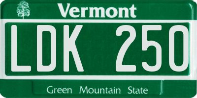 VT license plate LDK250