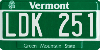 VT license plate LDK251