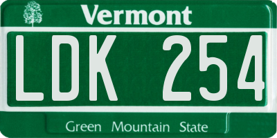 VT license plate LDK254