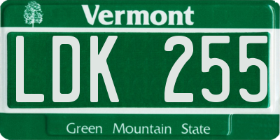 VT license plate LDK255