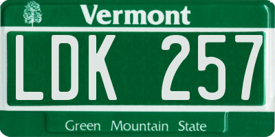 VT license plate LDK257