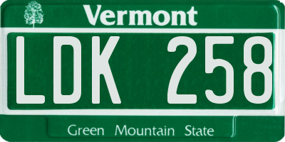 VT license plate LDK258