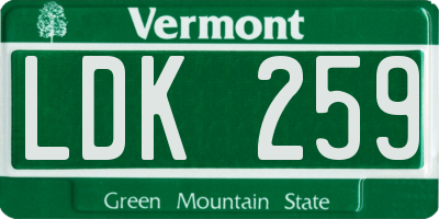 VT license plate LDK259