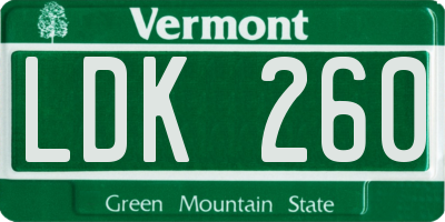 VT license plate LDK260