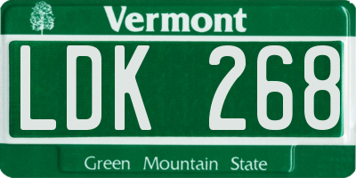 VT license plate LDK268
