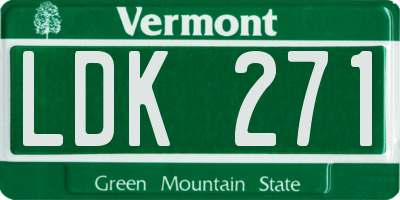 VT license plate LDK271