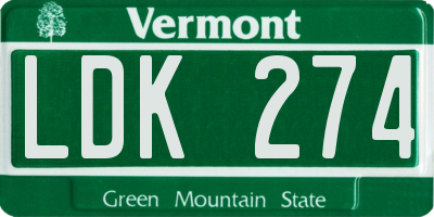 VT license plate LDK274
