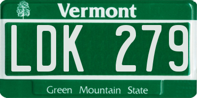 VT license plate LDK279