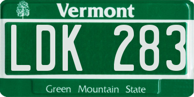 VT license plate LDK283