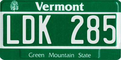 VT license plate LDK285