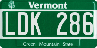 VT license plate LDK286