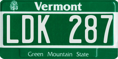 VT license plate LDK287