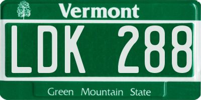 VT license plate LDK288