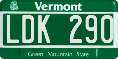 VT license plate LDK290