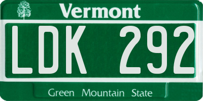 VT license plate LDK292