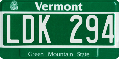 VT license plate LDK294