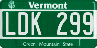 VT license plate LDK299