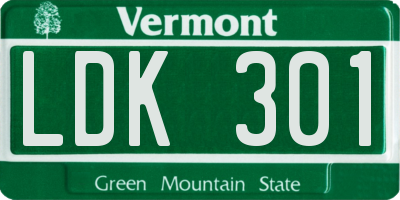 VT license plate LDK301