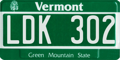 VT license plate LDK302