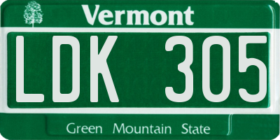 VT license plate LDK305