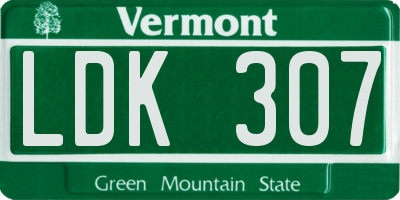 VT license plate LDK307