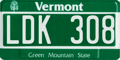 VT license plate LDK308