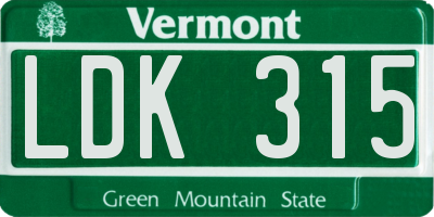 VT license plate LDK315
