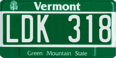 VT license plate LDK318