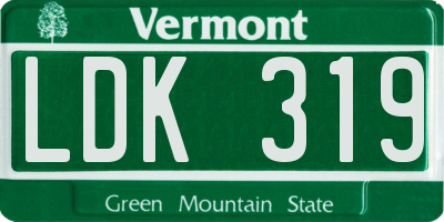 VT license plate LDK319